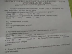 Дуплексное сканирование сосудов головы и шеи расшифровка