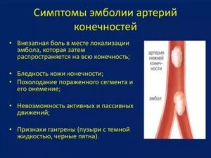 Признаки окклюзивного тромбоза лучевой артерии