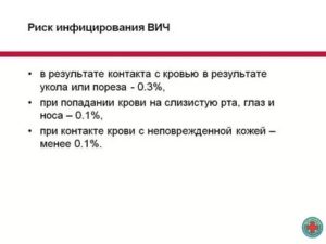 Вероятность заражения при попадании чужой крови на кожу