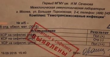 Положительный анализ на сифилис