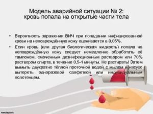 Вероятность заражения при попадании чужой крови на кожу