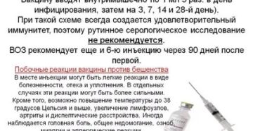 Последствия на прививки от столбняка и бешенства